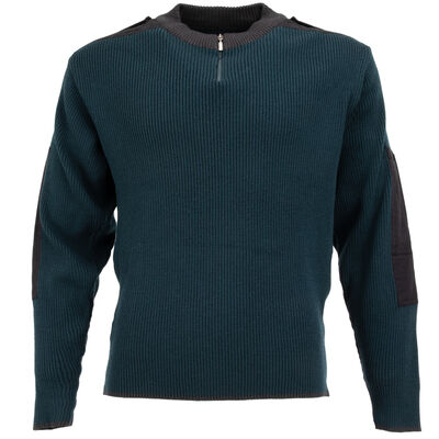 Dutch Commando Wool Sweater Emerald Blue 1/4 Zip